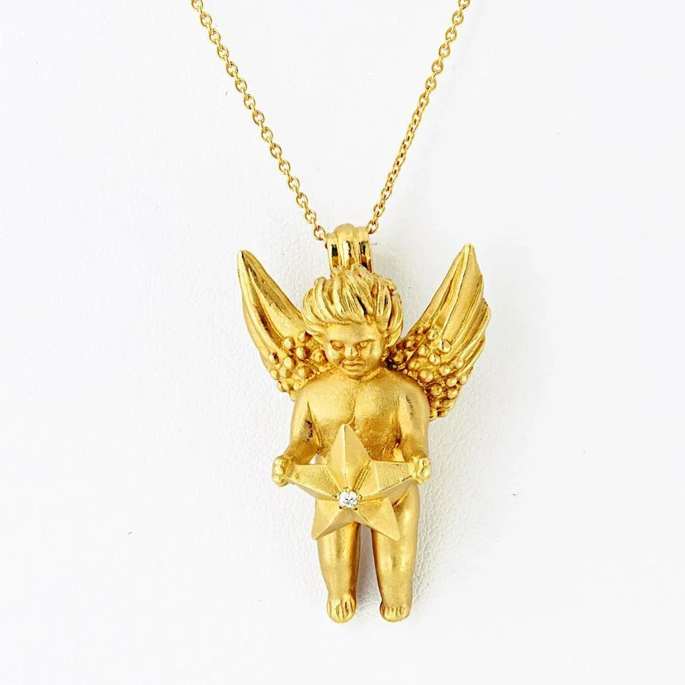 Kieselstein Cord 18K Yellow Gold Angel Charm Pendant - The Back Vault