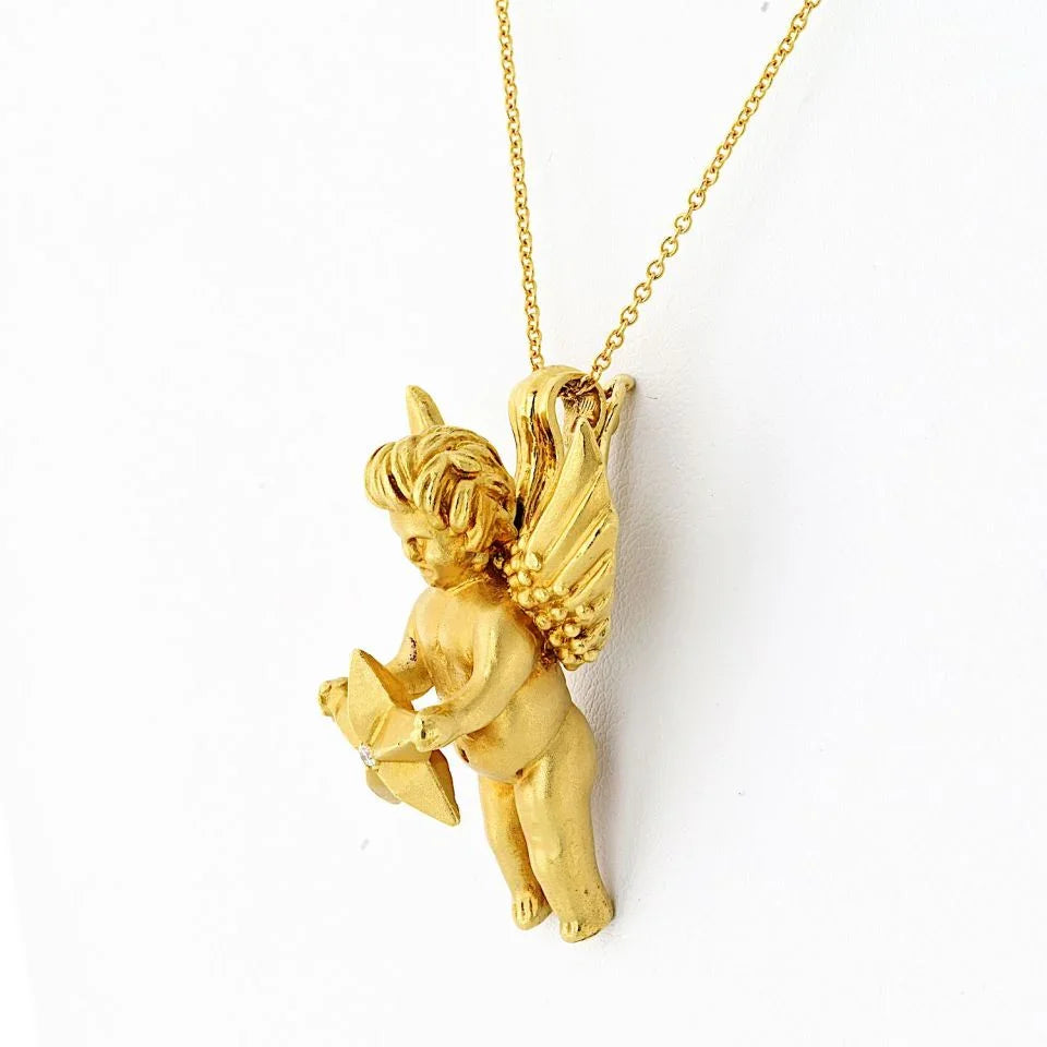 Kieselstein Cord 18K Yellow Gold Angel Charm Pendant - The Back Vault