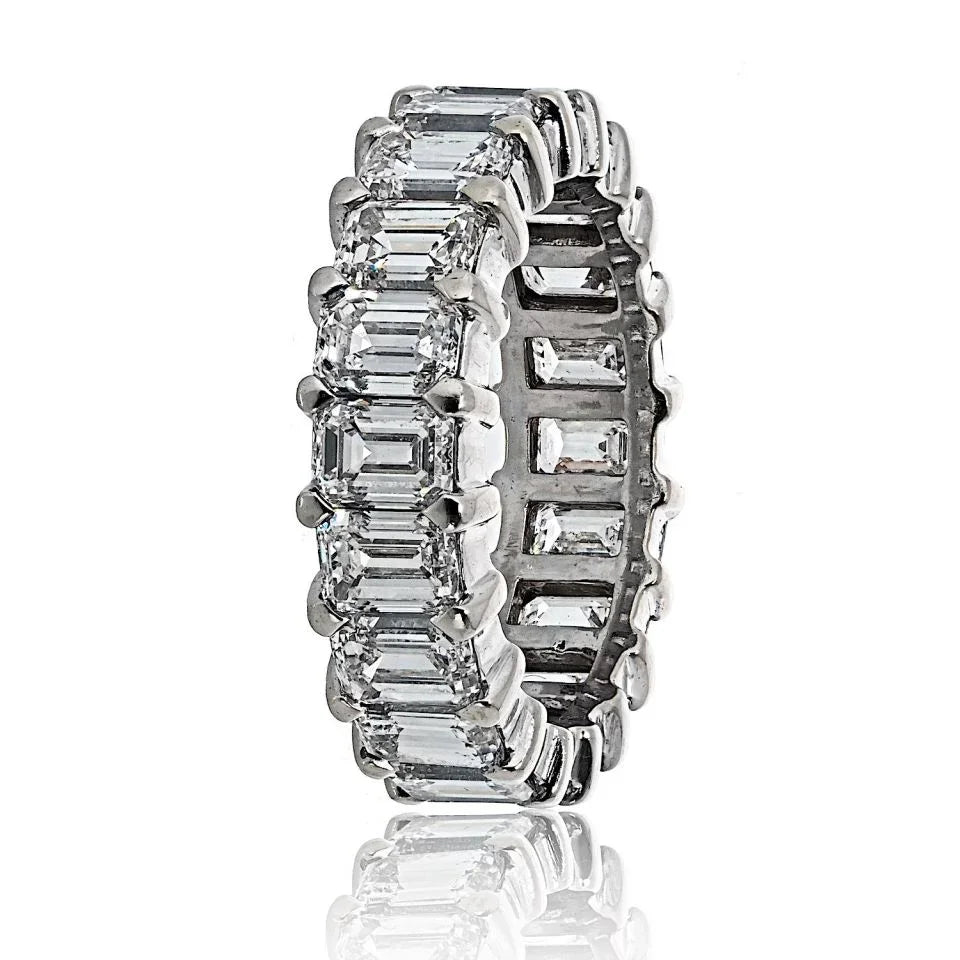 14K White Gold 7.00cttw Emerald Cut Diamond Eternity Band - The Back Vault