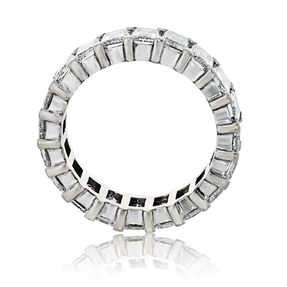 14K White Gold 7.00cttw Emerald Cut Diamond Eternity Band - The Back Vault