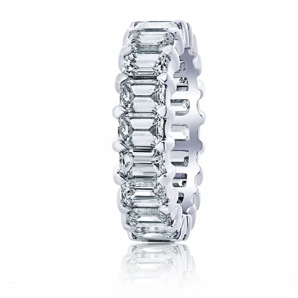 14K White Gold 7.00cttw Emerald Cut Diamond Eternity Band - The Back Vault