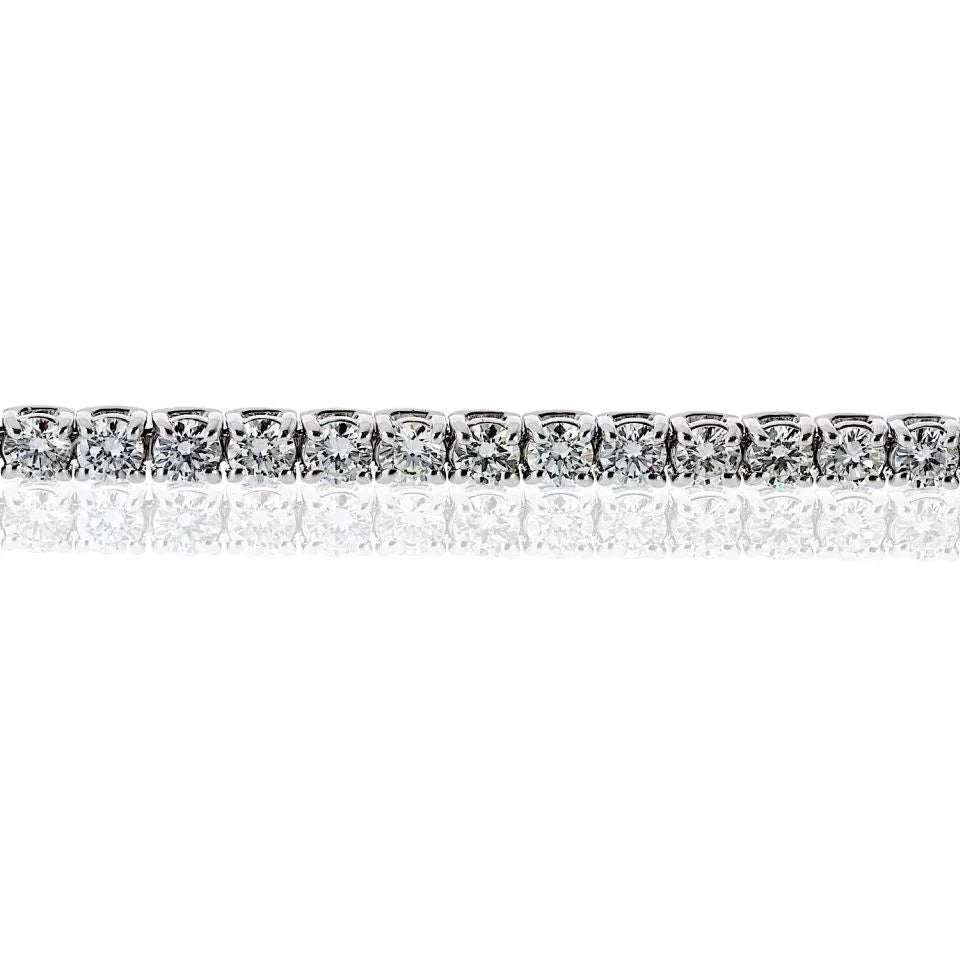 Tennis 14K White Gold 6.37cttw Round Diamond Bracelet - The Back Vault
