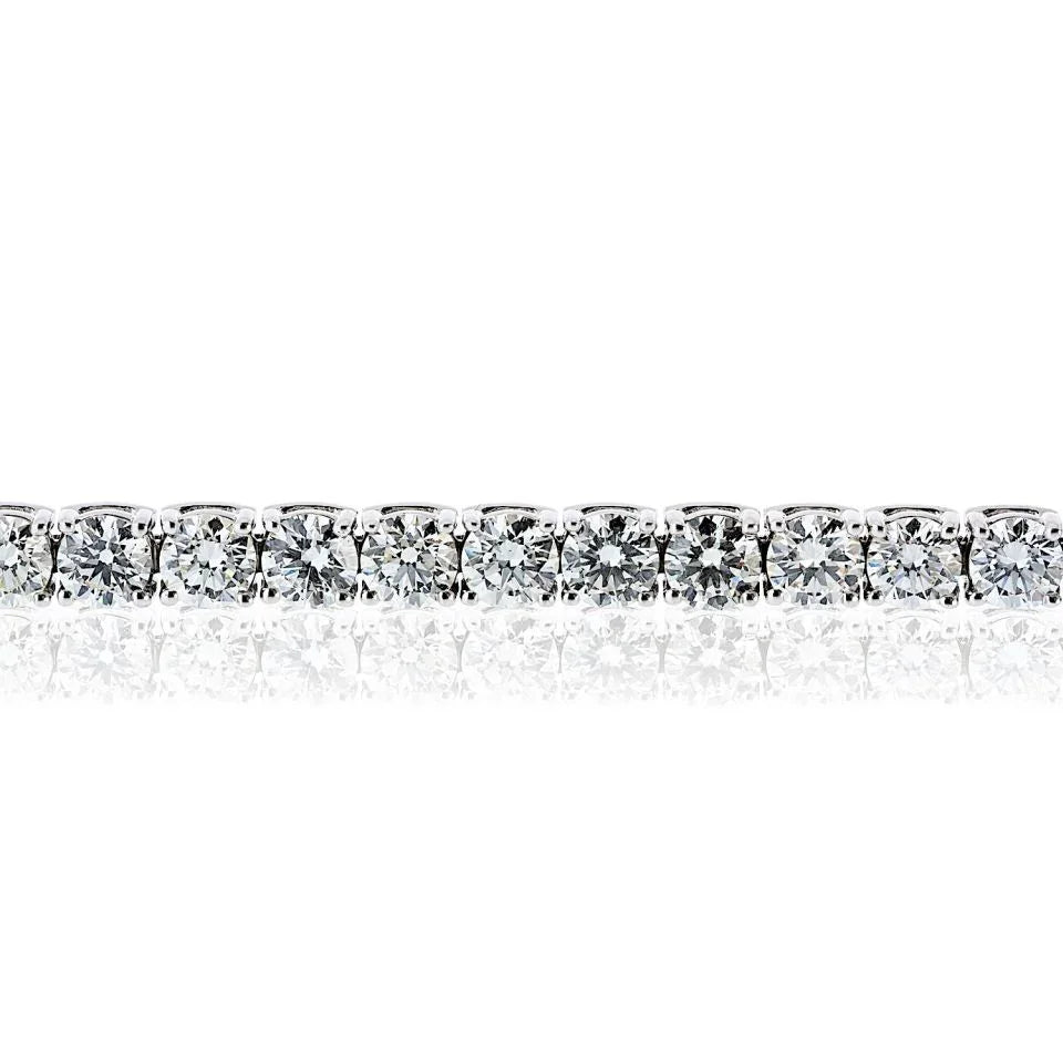 Tennis 14K White Gold 14.02cttw Round Cut Natural Diamond Tennis Bracelet - The Back Vault