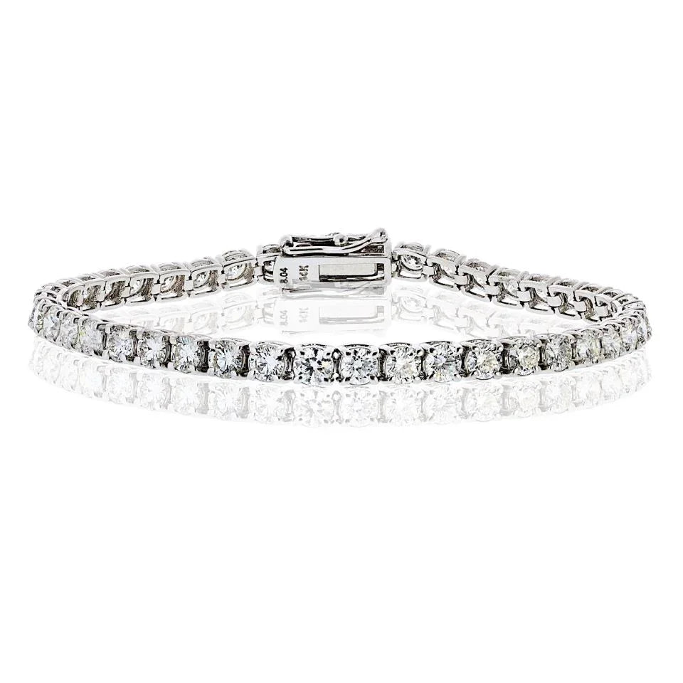 14K White Gold 8.04cttw Diamond Tennis Bracelet - The Back Vault