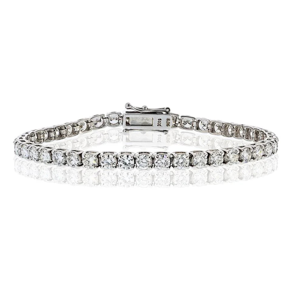 14K White Gold 8.06cttw Diamond Tennis Bracelet - The Back Vault