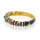 David Webb 18K Yellow Gold Black Enamel With Gemstones And Diamonds Bracelet - The Back Vault