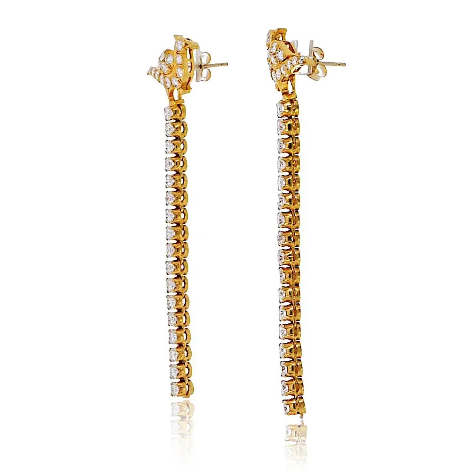 22K Yellow Gold 3.50cttw Diamond Drop Bird Tops Earrings - The Back Vault