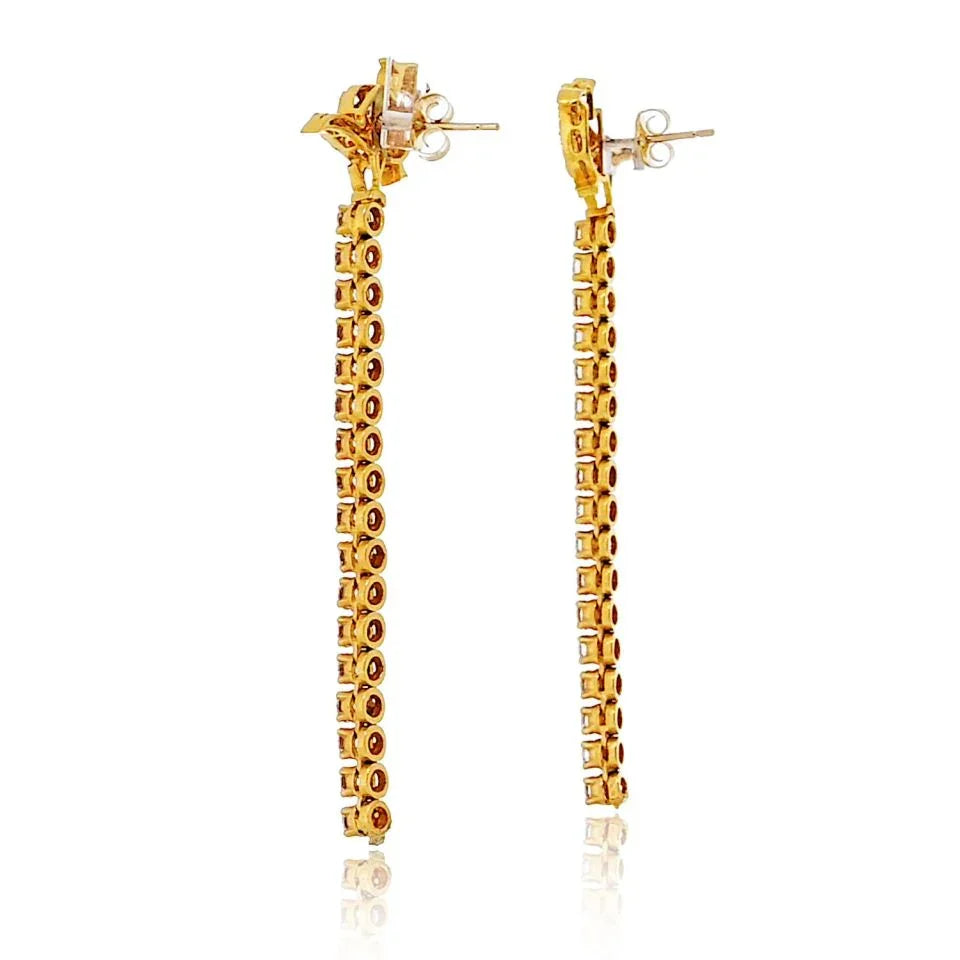 22K Yellow Gold 3.50cttw Diamond Drop Bird Tops Earrings - The Back Vault