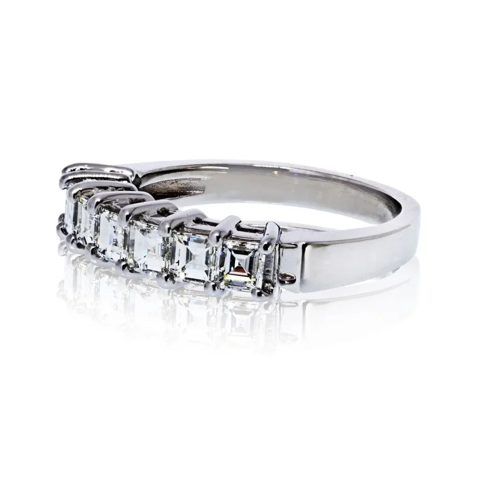 Platinum 1.75cttw Square Emerald Cut Diamond Wedding Band - The Back Vault