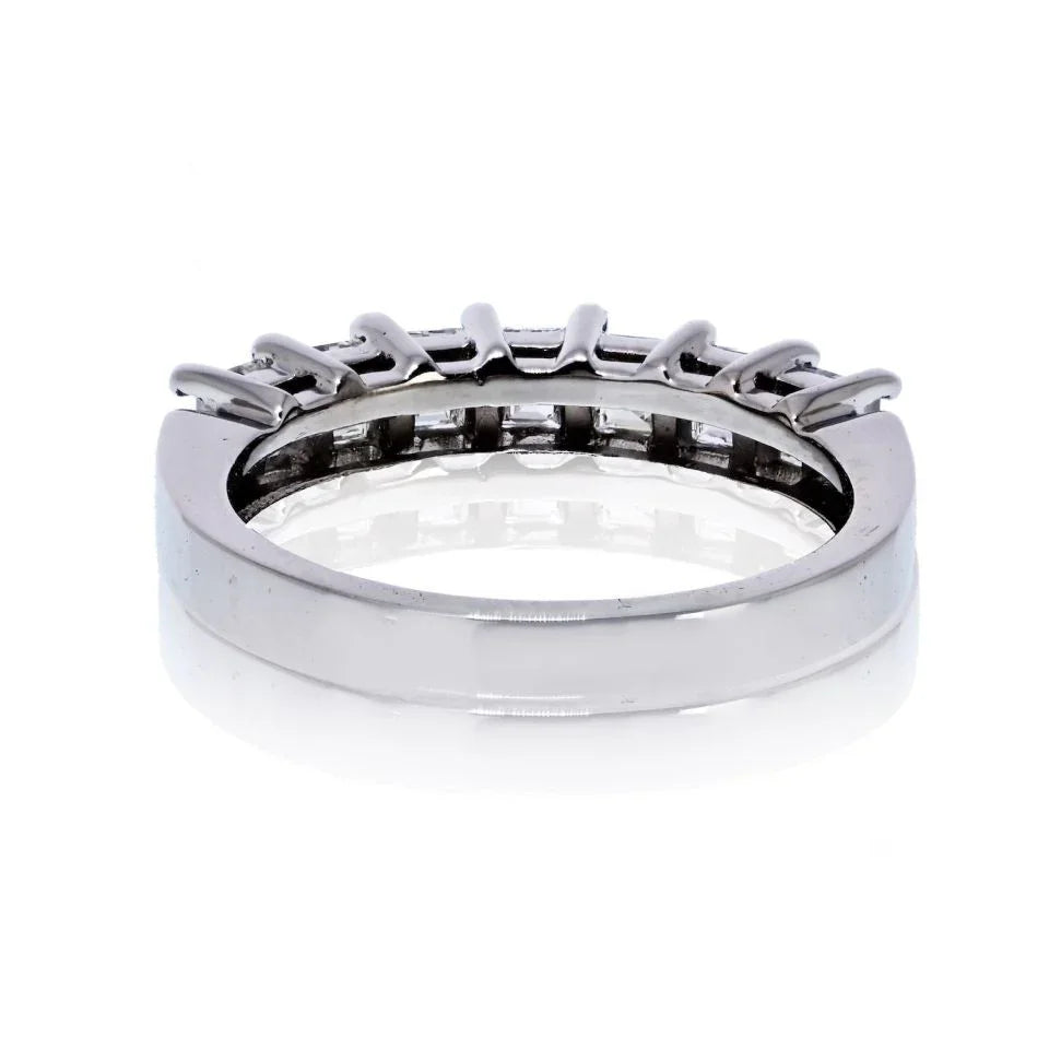 Platinum 1.75cttw Square Emerald Cut Diamond Wedding Band - The Back Vault