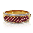 18K Yellow Gold Diamond And Ruby Bangle Bracelet - The Back Vault