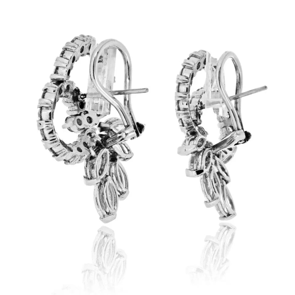 14K White Gold 4.50cttw Diamond Eastate Earrings - The Back Vault