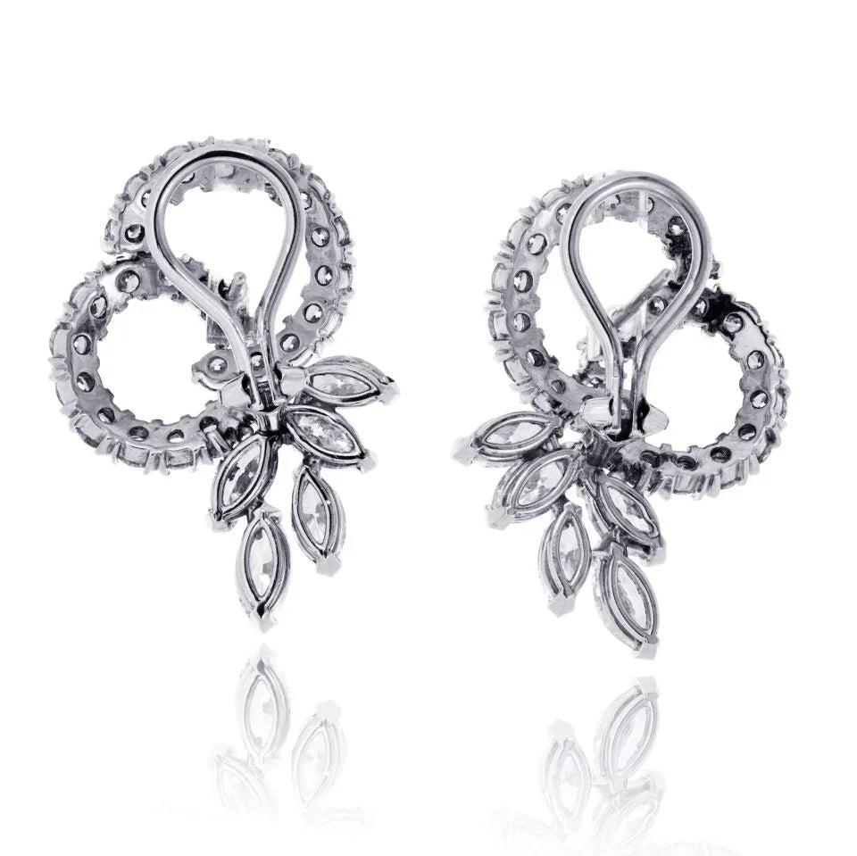 14K White Gold 4.50cttw Diamond Eastate Earrings - The Back Vault