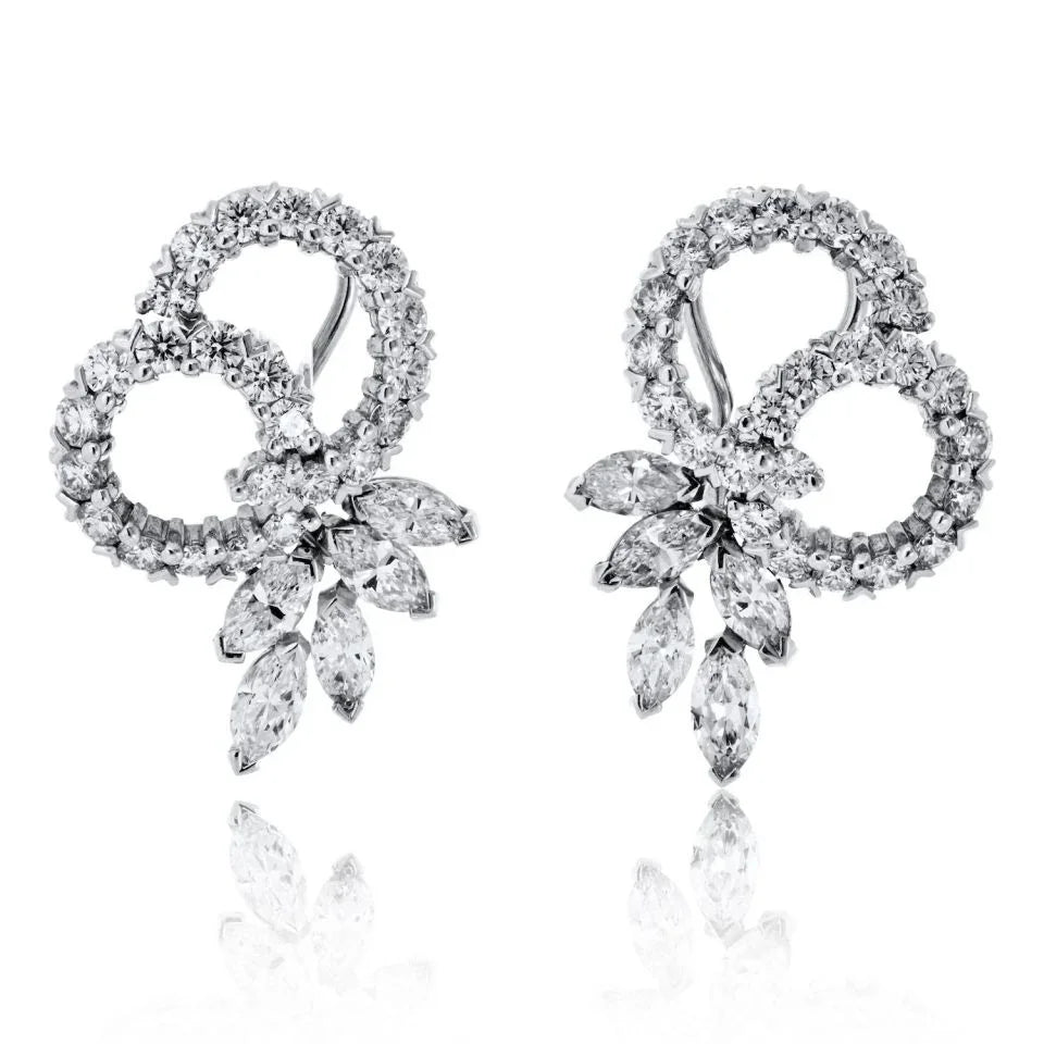 14K White Gold 4.50cttw Diamond Eastate Earrings - The Back Vault
