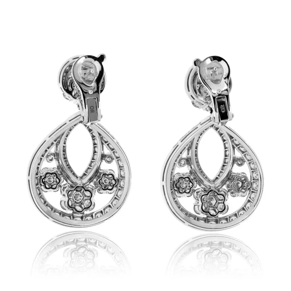 Van Cleef & Arpels Snowflake Platinum 6.70cttw Small Model Diamond Earrings - The Back Vault