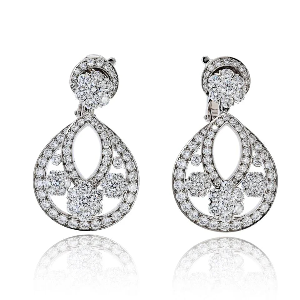 Van Cleef & Arpels Snowflake Platinum 6.70cttw Small Model Diamond Earrings - The Back Vault