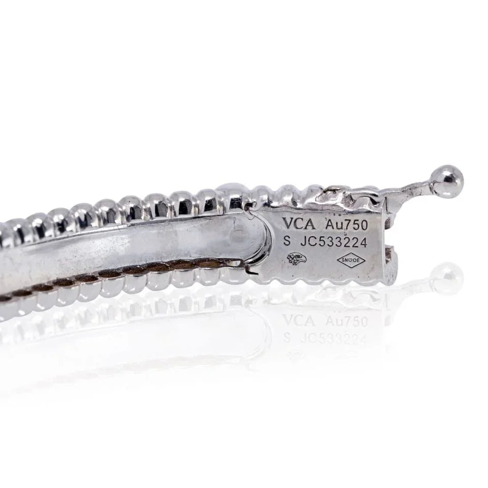 Van Cleef & Arpels 18K White Gold Perlee Clover Diamond Size S Bracelet - The Back Vault