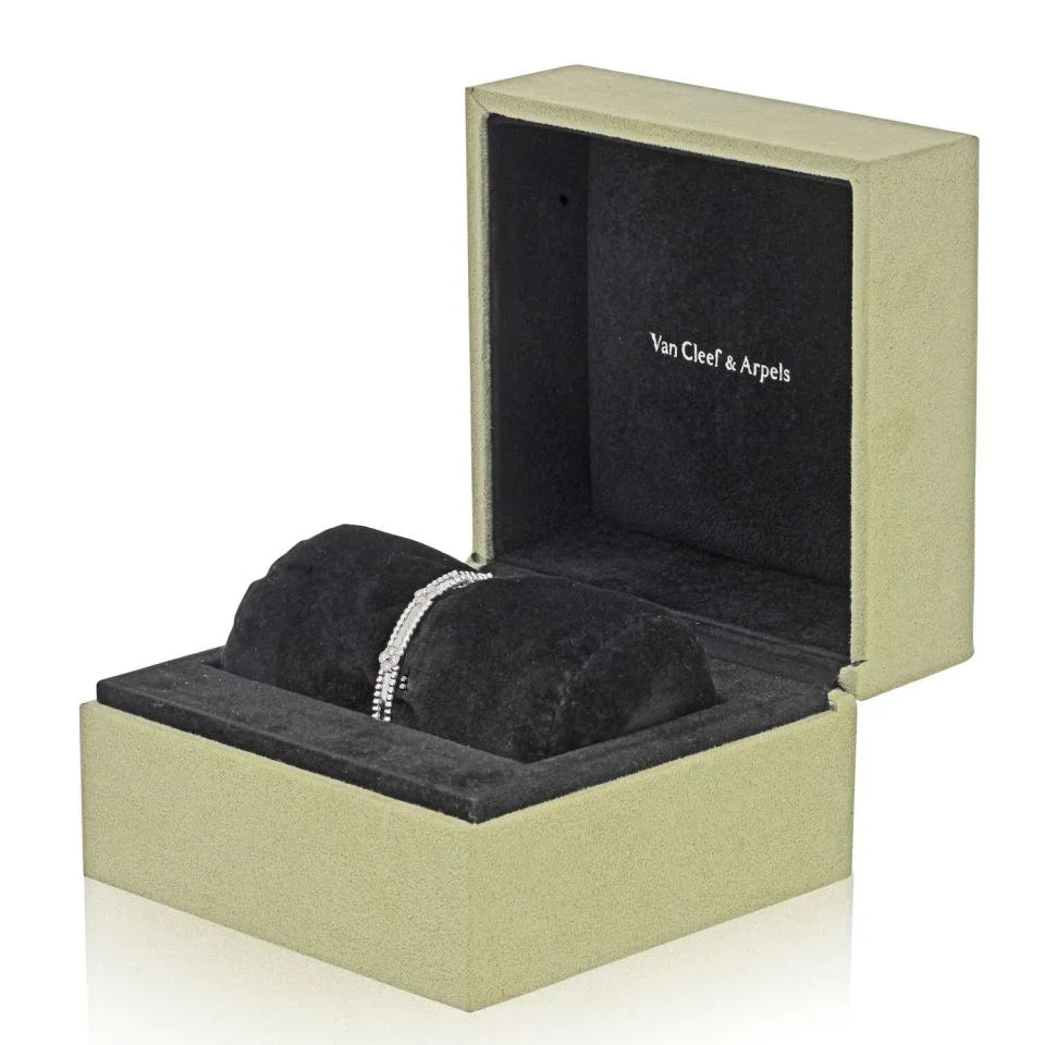 Van Cleef & Arpels 18K White Gold Perlee Clover Diamond Size S Bracelet - The Back Vault