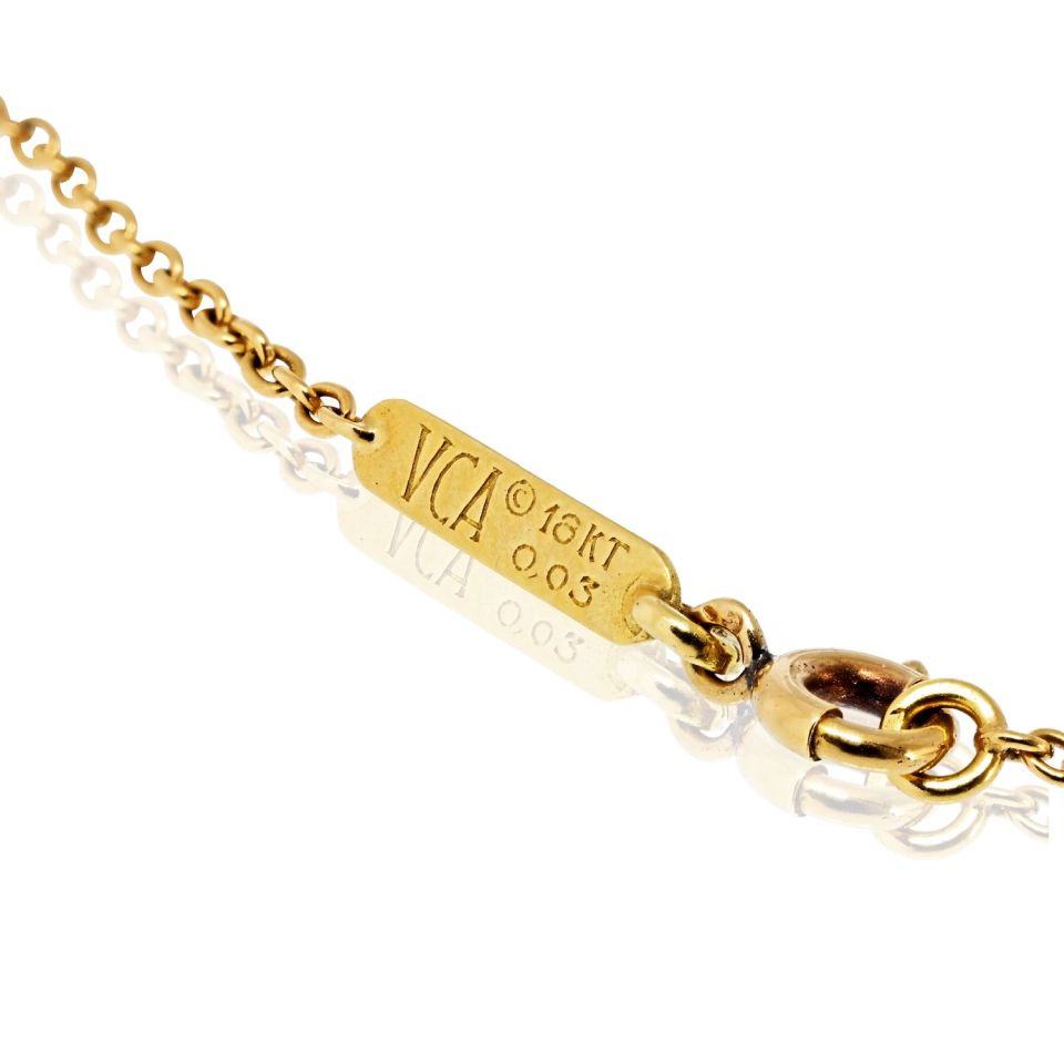 Van Cleef & Arpels 18K Yellow Gold Vintage Butterfly Pendant in White Coral Necklace