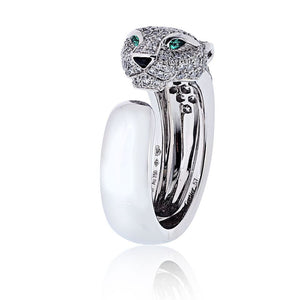 Cartier Panthere 18K White Gold Pave Lakarda Ring