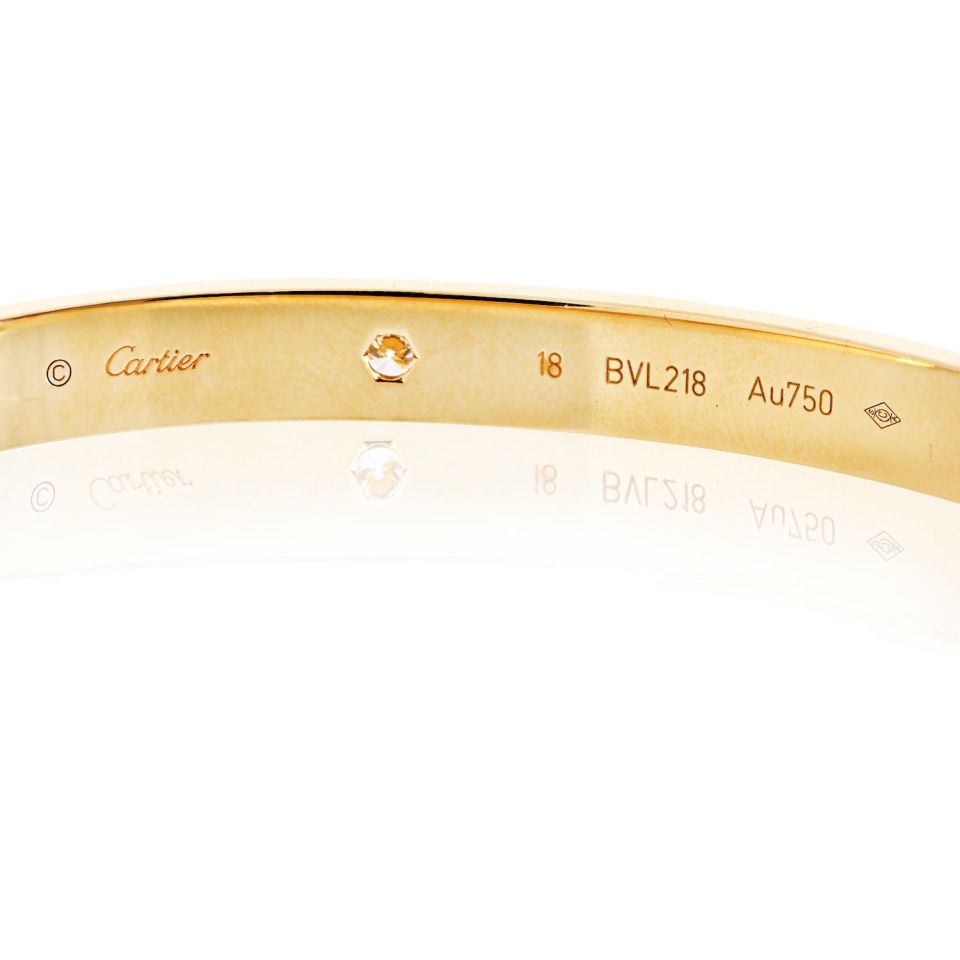 Cartier Love 18K Yellow Gold Size 18 4 Diamonds Bracelet
