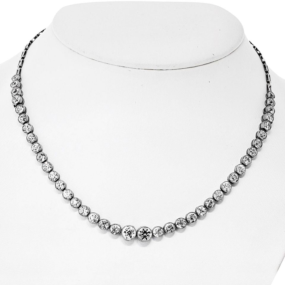 Platinum 15.10cttw Old European Cut Diamond Necklace