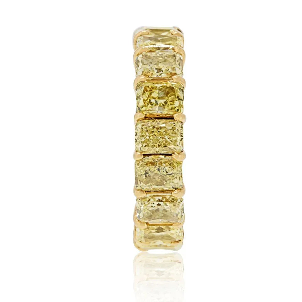 18K Yellow Gold 10.00cttw Fancy Yellow Radiant Cut Wedding Band - The Back Vault