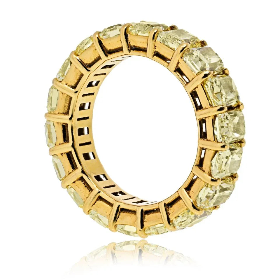18K Yellow Gold 10.00cttw Fancy Yellow Radiant Cut Wedding Band - The Back Vault