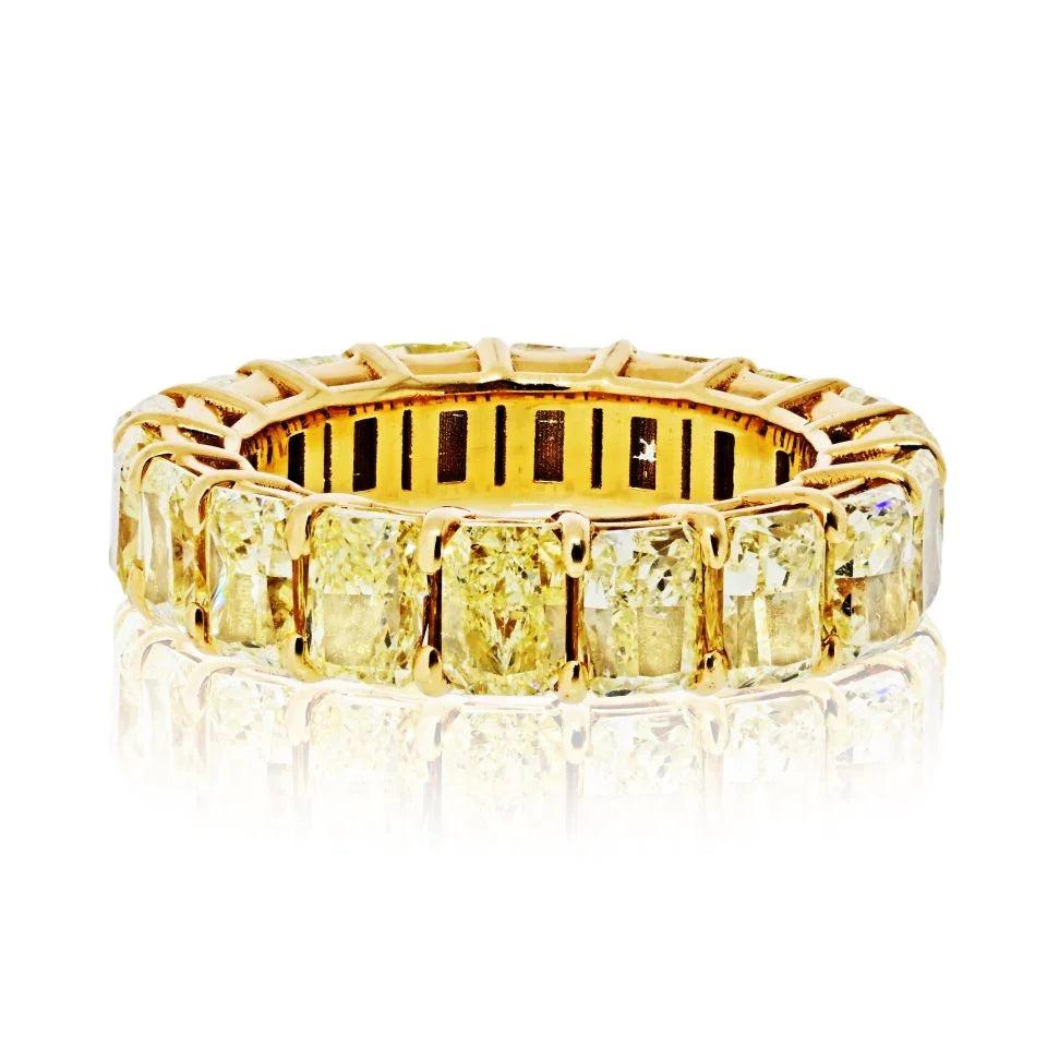 18K Yellow Gold 10.00cttw Fancy Yellow Radiant Cut Wedding Band - The Back Vault