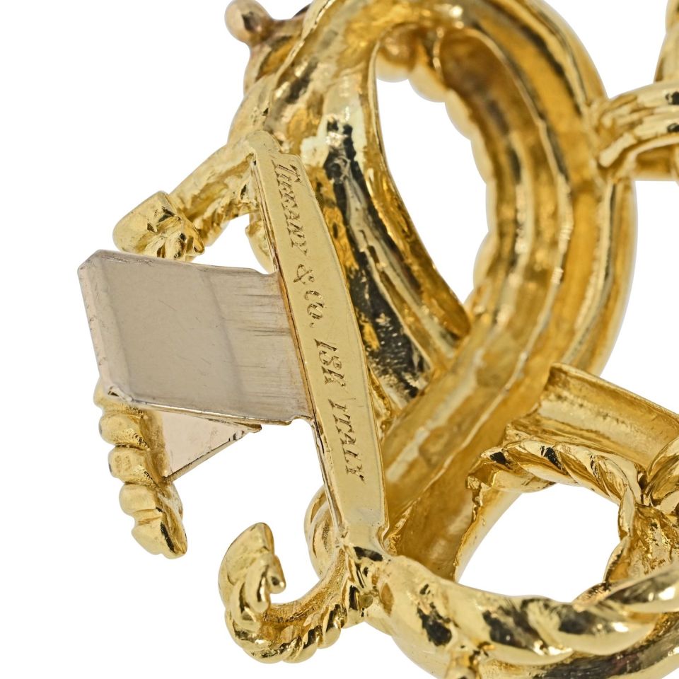 Tiffany & Co. 18K Yellow Gold 1970's Cage Link 1.5in Wide Bracelet
