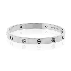 Cartier Love 18K White Gold 4 Diamonds Size 17 With Certificate Bangle Bracelet