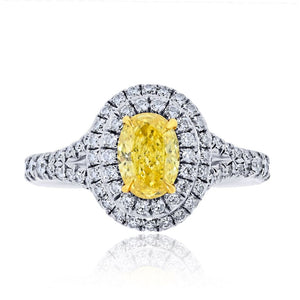 Tiffany & Co. Platinum, 18K Gold Soleste 0.56ct Fancy Vivid Yellow Oval Cut Engagement Ring