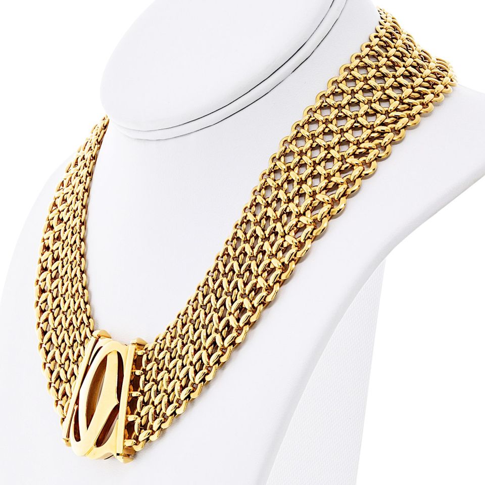Cartier Double C 18K Yellow Gold Vintage Collar Necklace