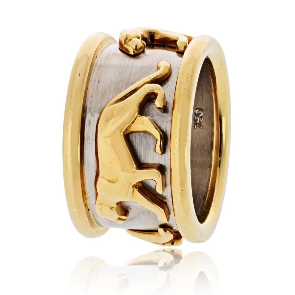 Cartier 18K Two Tone Walking Panthere Ring
