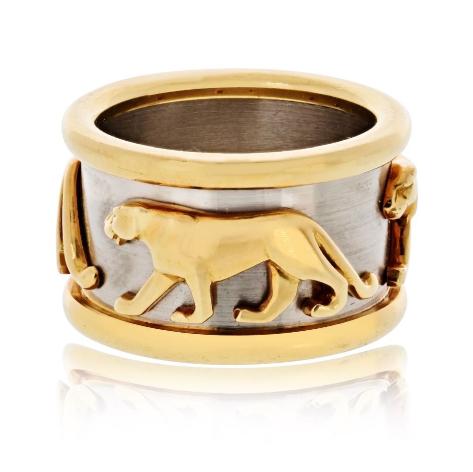 Cartier 18K Two Tone Walking Panthere Ring