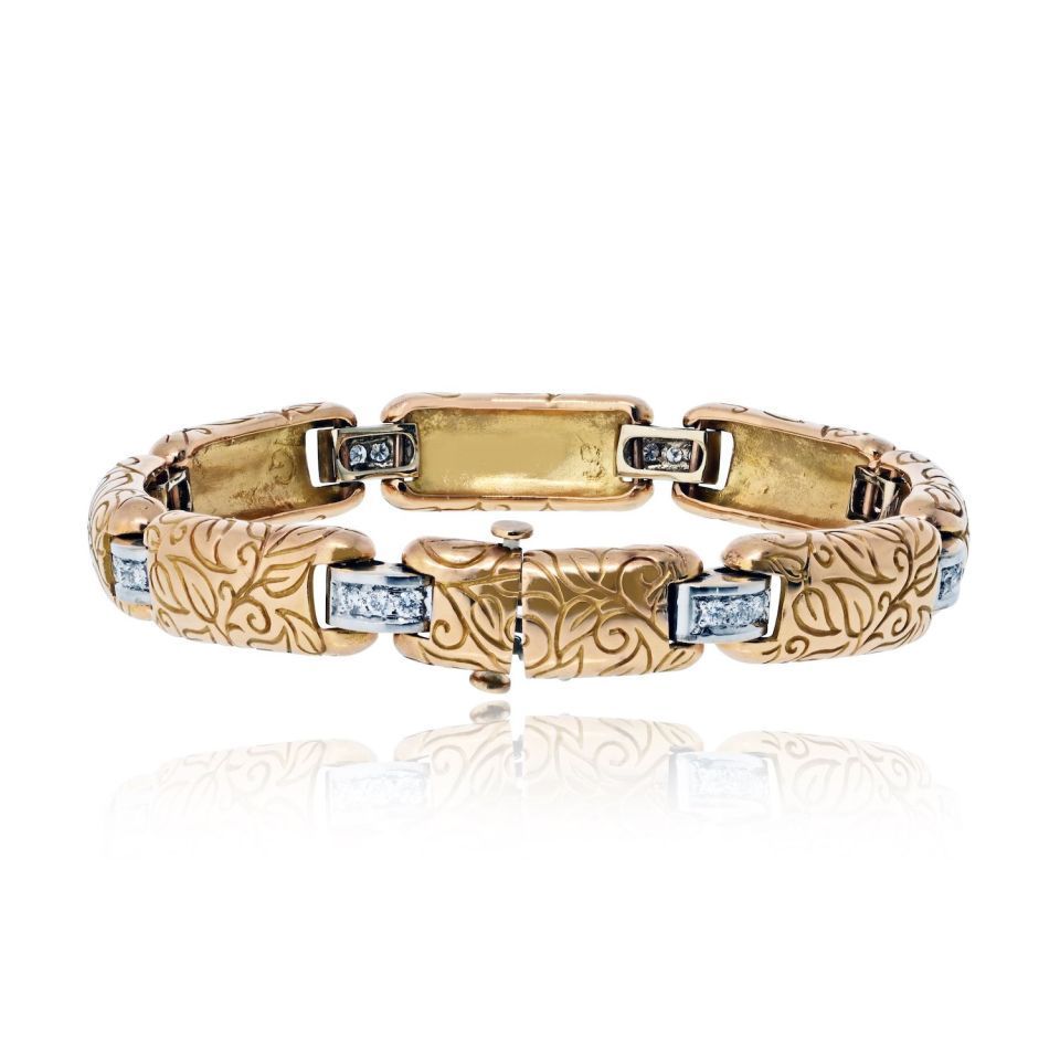 18K Two Tone 0.75cttw Vintage Two Tone Bracelet