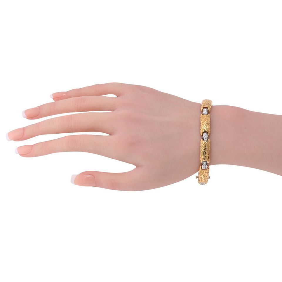 18K Two Tone 0.75cttw Vintage Two Tone Bracelet