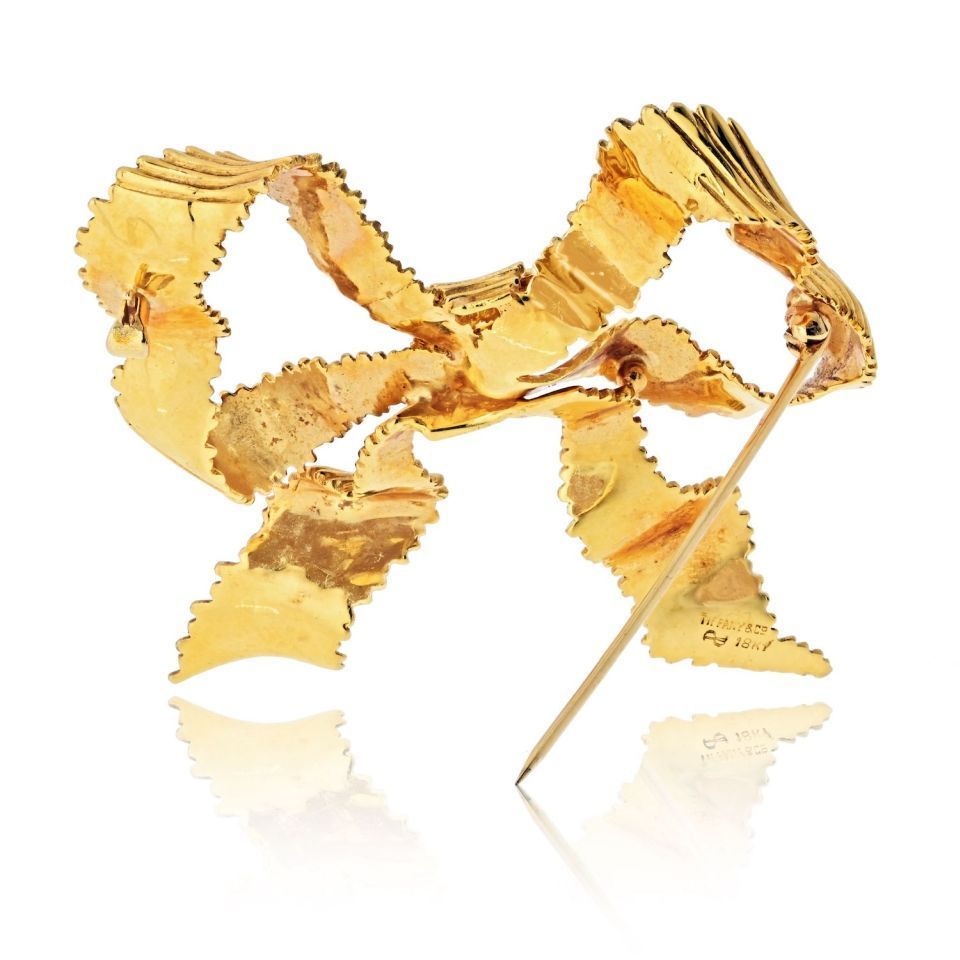 Tiffany & Co. 18K Yellow Gold Bow Ribbon Brooch