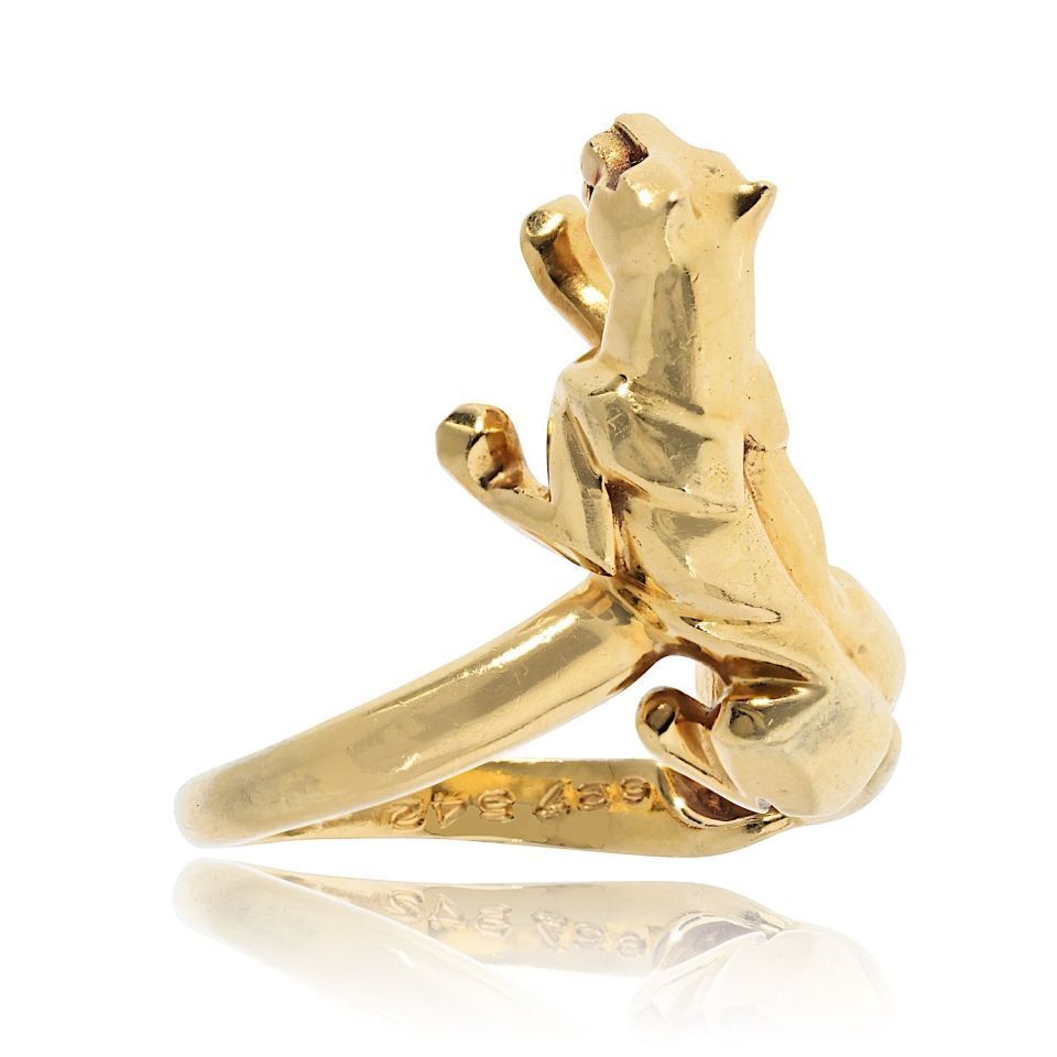 Cartier 18K Yellow Gold Vintage Panthere Ring