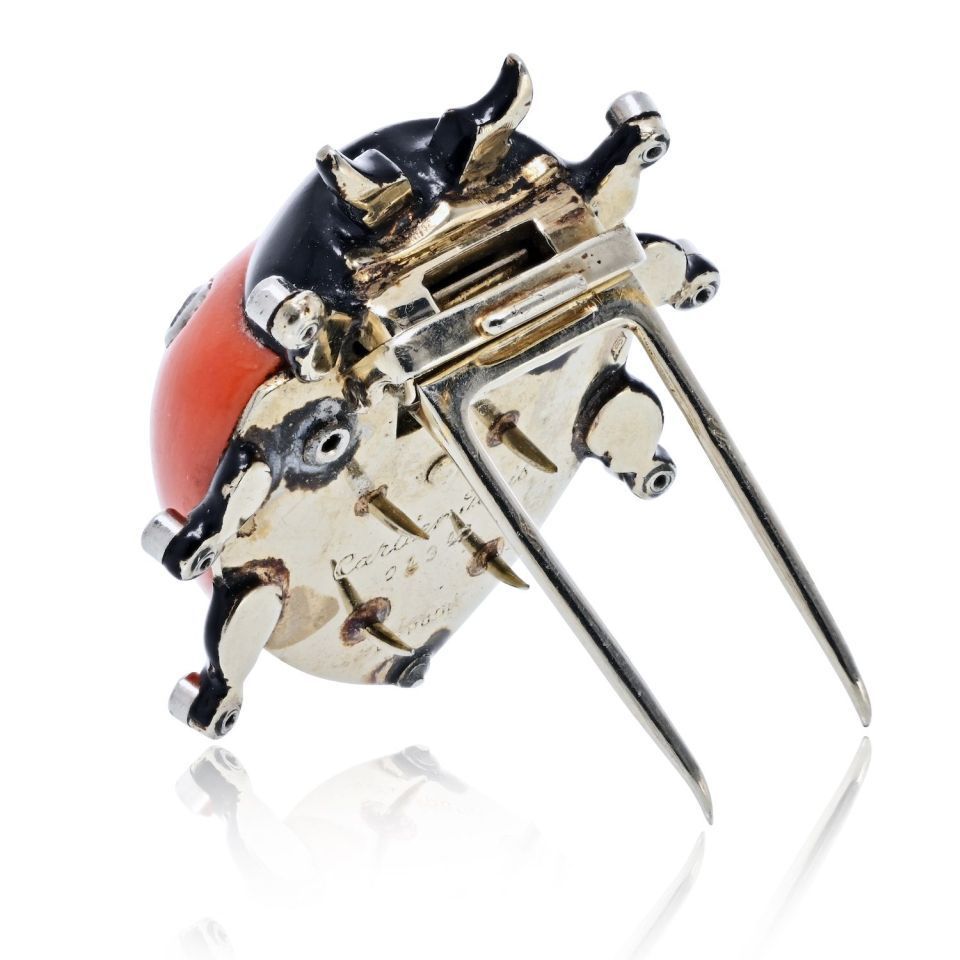 Cartier 18K White Gold Ladybug 1930's Art Deco Brooch