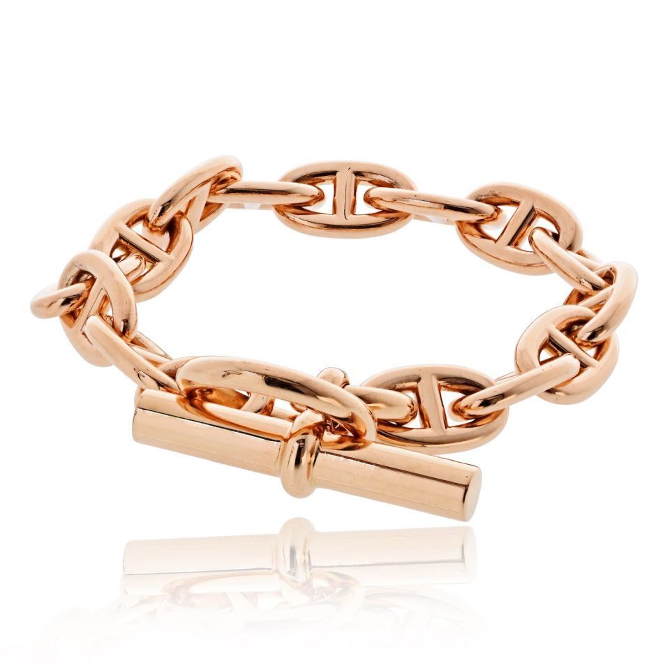ネネ✨HERMESベアンスフレ　ピンクゴールド Hermes 18K Rose Gold 15 Medium Link Bracelet – The Back Vault