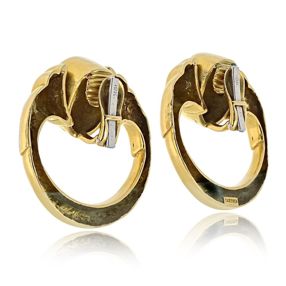 Cartier 18K Yellow Gold Aldo Cipullo Vintage 1971 Doorknocker Earrings