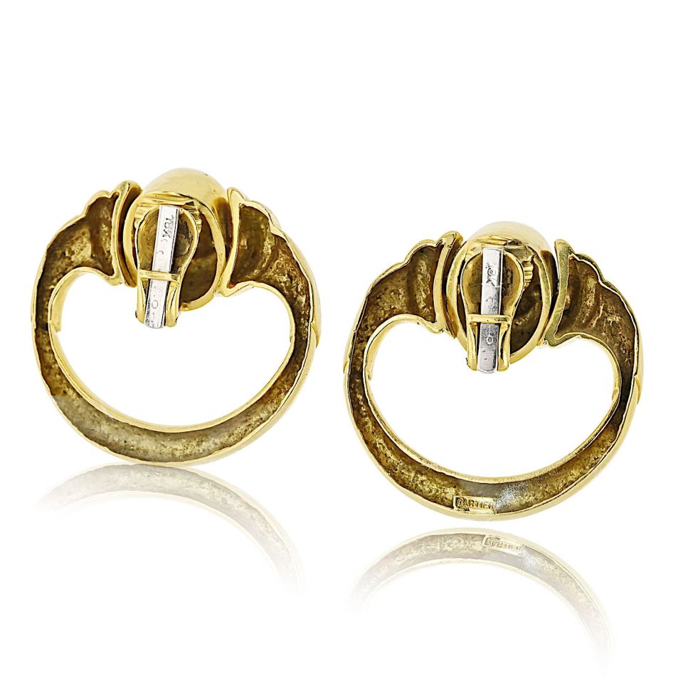 Cartier 18K Yellow Gold Aldo Cipullo Vintage 1971 Doorknocker Earrings
