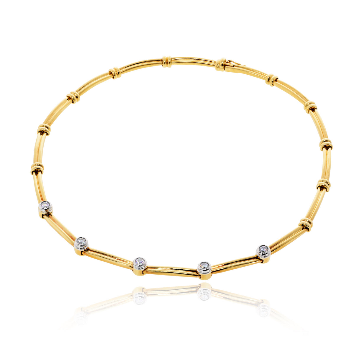 Tiffany & Co. Platinum & 18K Yellow Gold 1.00cttw Diamond Bezel Set Necklace
