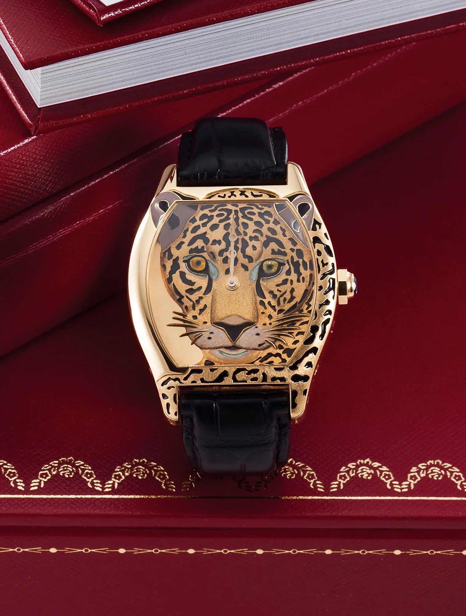 Cartier Tortue Panthère Face Limited Edition Enamel and Yellow Gold Women Wristwatch - The Back Vault