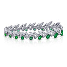 Platinum Green Emerald, Marquise And Baguette Cut Diamond Bracelet - The Back Vault