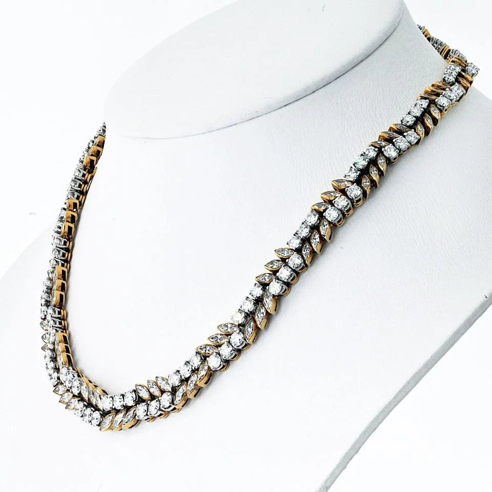 French 18K Yellow Gold 32 carat Diamond Necklace - The Back Vault