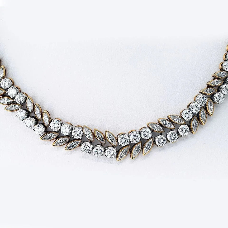 French 18K Yellow Gold 32 carat Diamond Necklace - The Back Vault