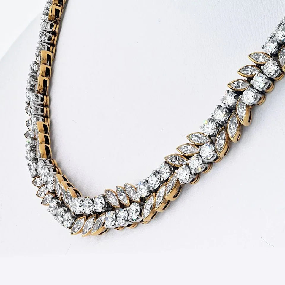 French 18K Yellow Gold 32 carat Diamond Necklace - The Back Vault
