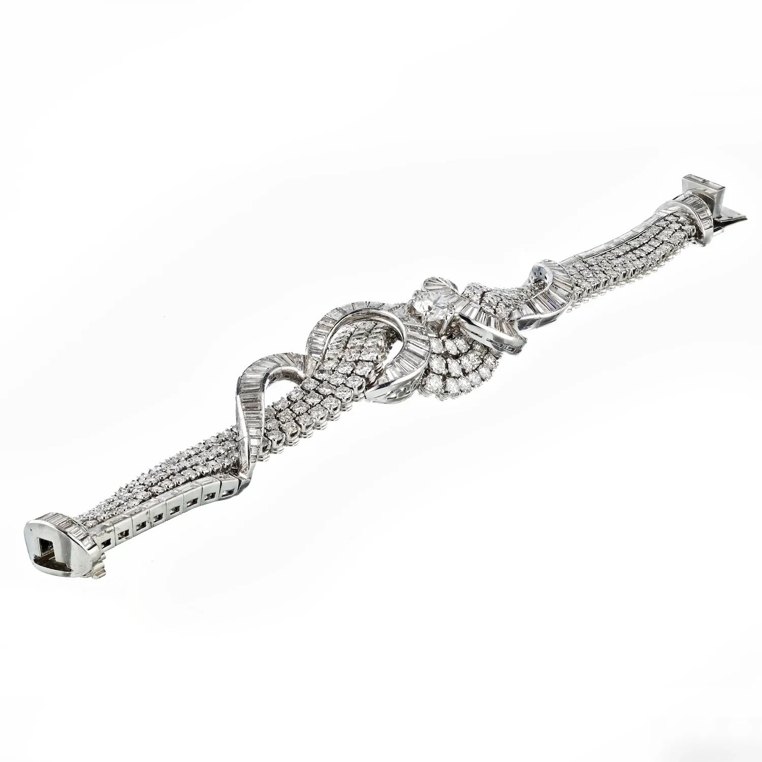 Art Deco Platinum Cluster Diamond 38.00cttw Bracelet - The Back Vault
